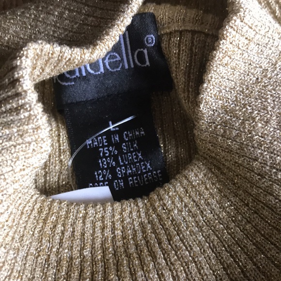 🚨 New RATAELLA Tan Glittery Gold Speckled Turtleneck Blouse - Picture 6 of 7